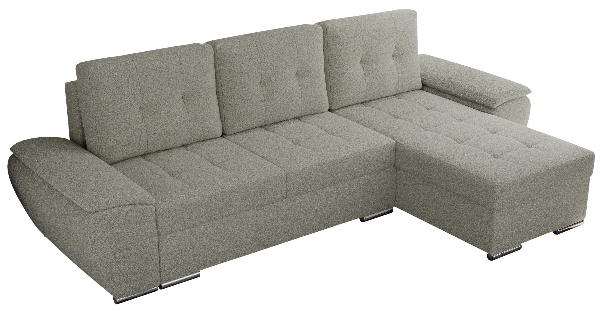 ECKSOFA UMBRIA L Hellgrau Boucle - Hellgrau/Grau, Textil (271/157cm) - MKS