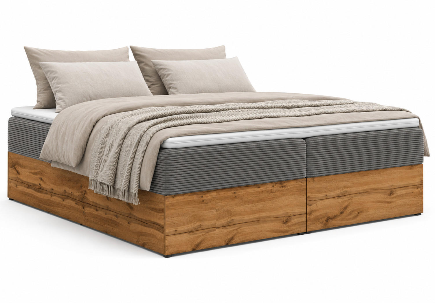 KS Home Concept Boxspringbett Hellgrau 140x200 cm