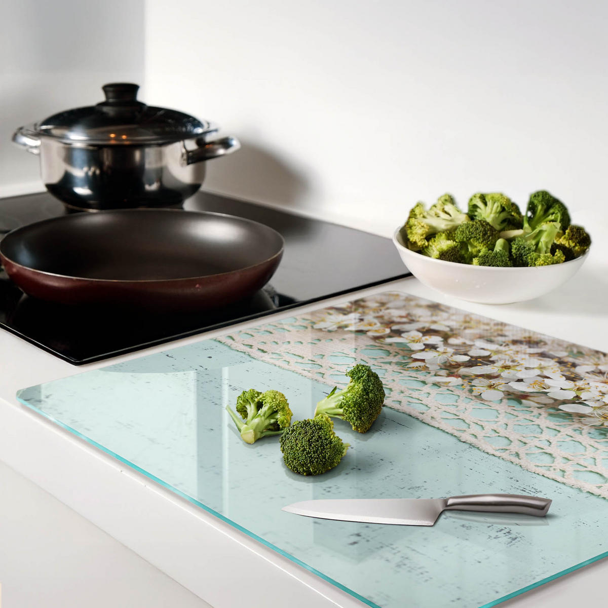 GLASPLATTE 60x52 cm Kirschblüten - Beige, Glas (60/0.4/52cm) - TULUP