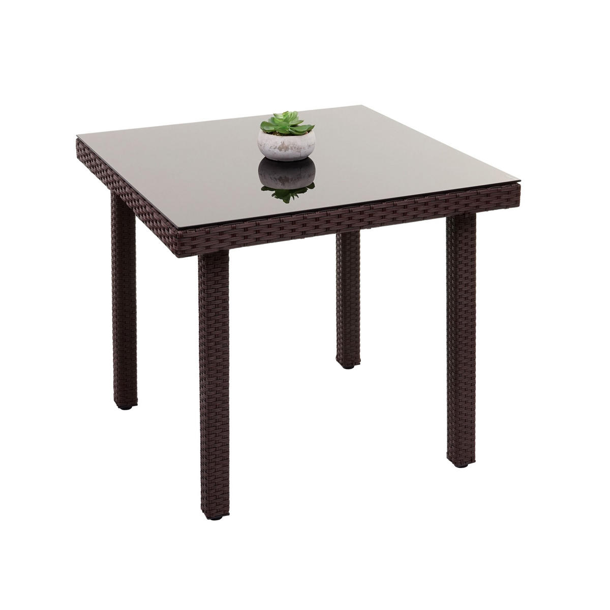 GARTENTISCH Mattis aus Poly-Rattan HxBxT 74,5x80x80cm Braun - Braun, Kunststoff (80/80/74.5cm) - PROREGAL