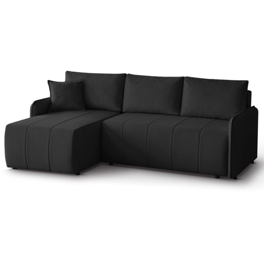 Beautysofa Eckschlafsofa Schwarz 223x156 cm
