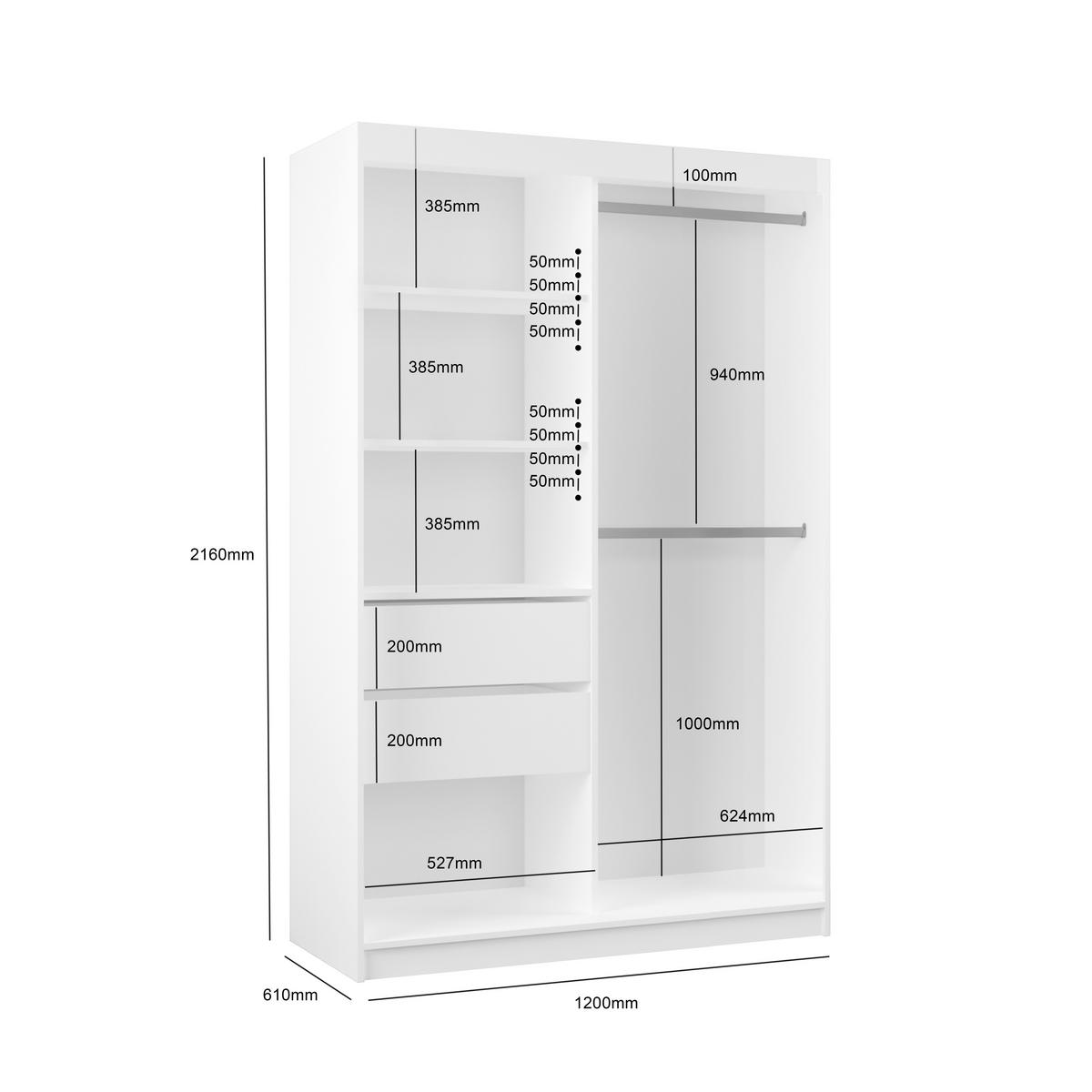 SCHWEBETÜRENSCHRANK Samantha 120 cm mit Spiegel, 2-türig, kaschmir - Kaschmir, Kunststoff (120/216/61cm) - Margaret Hadas24