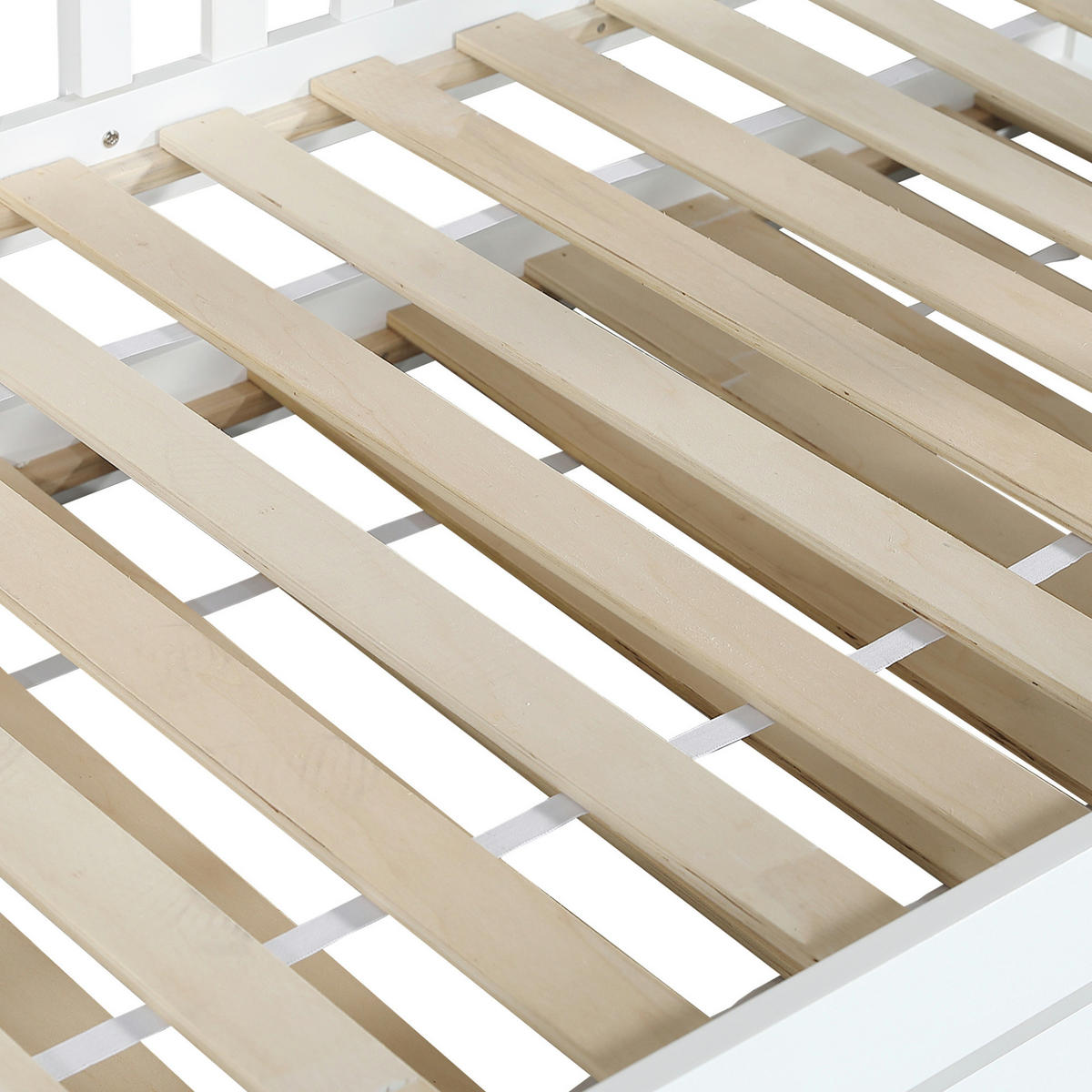 ETAGENBETT 90/200 cm mit Rollbett 90/190 cm, Rutsche, Regalen und 4-stufiger Leiter aus Kiefer/MDF, Weiß - Weiß, Holzwerkstoff (90/200cm) - Redom