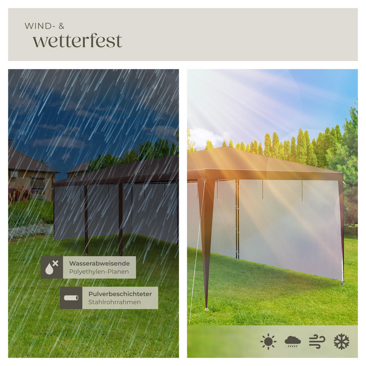 PAVILLON Almchalet,wasserdicht,braun - Braun, Kunststoff (300/250/900cm) - tectake