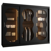 SCHWEBETÜRENSCHRANK 200/250/62 3-türig - Schwarz, Holz (250/200/62cm) - Abiks Möbel