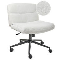SCHREIBTISCHSTUHL Bouclé Weiß Catlin - Weiß, Textil (64/80/68cm) - Beliani