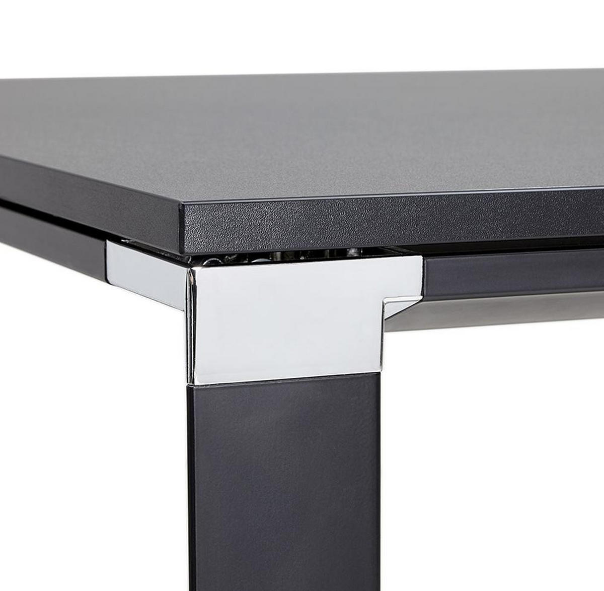 ECKSCHREIBTISCH Holz Metall Chromakzente KERIX, Schwarz 170x160x74 cm - Schwarz, Holz/Metall (160/170/74cm) - KADIMA DESIGN