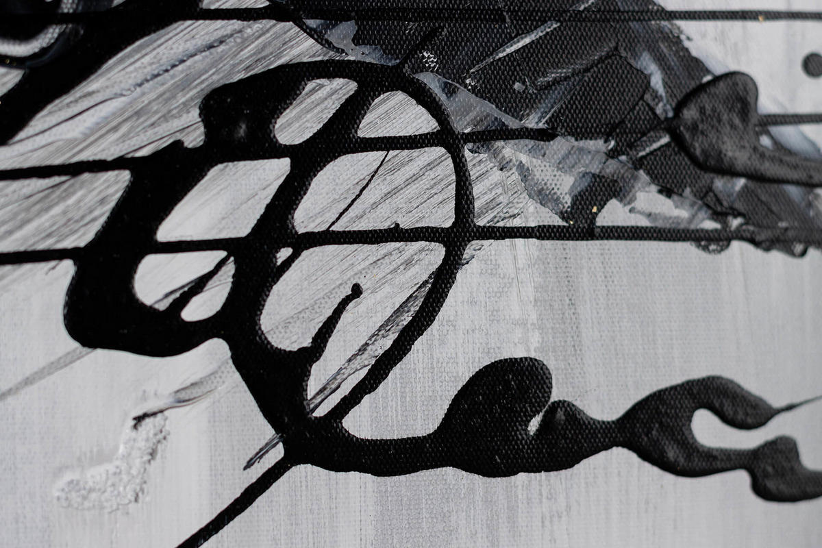 ACRYLBILD HANDGEMALT 60/90 cm - Schwarz, Holz/Textil (1.3/90cm) - KUNSTLOFT