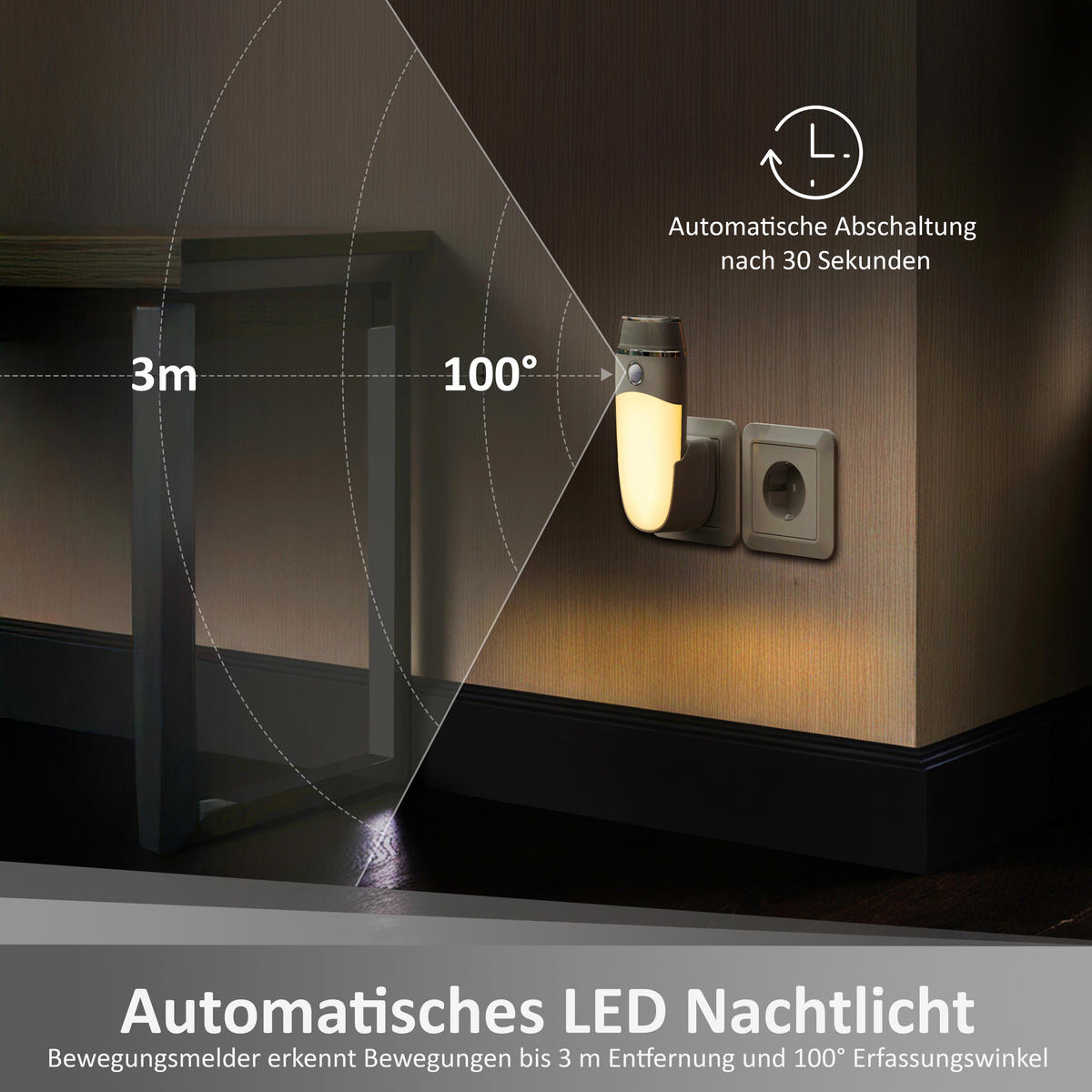 LED-ORIENTIERUNGSLEUCHTE Weiß Kunststoff 2er-Set - Weiß, Kunststoff (3.8/5.5/14cm) - Northpoint