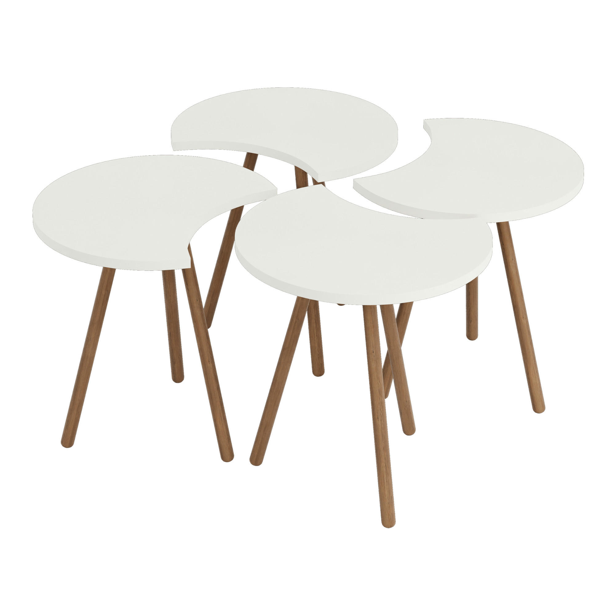 COUCHTISCH SET Højer 4-teilig 45/32/48 - Weiß, Holzwerkstoff (32/45/48cm) - [en.casa]