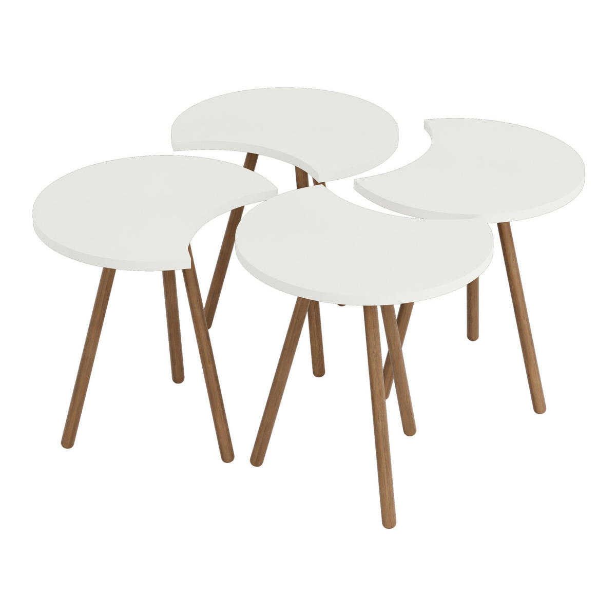 COUCHTISCH SET Højer 4-teilig 45/32/48 - Weiß, Holzwerkstoff (32/45/48cm) - [en.casa]