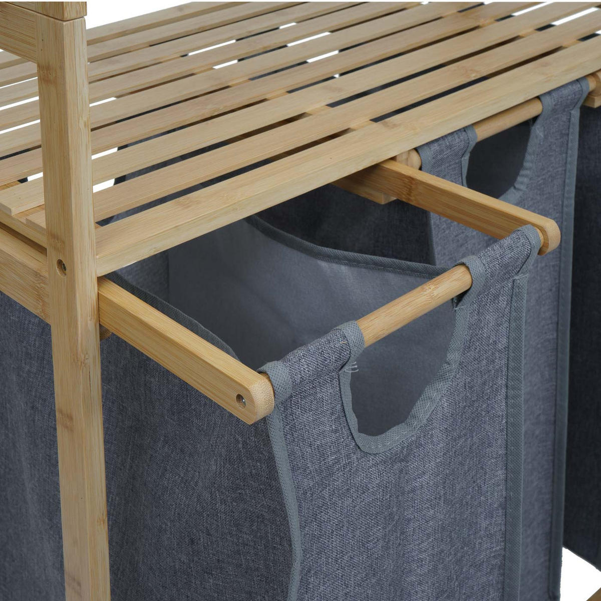 WÄSCHESAMMLER Braun, Grau - Braun/Grau, Holz (80/125/40cm) - MCW