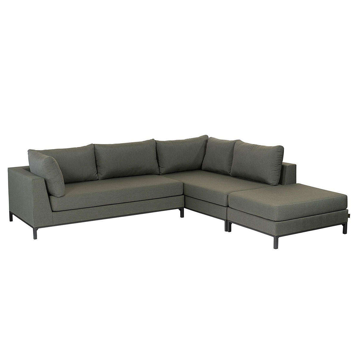 LOUNGESOFA - 3-teilig - Aluminium / Webstoff - Olivgrün, Textil/Metall (246/60/262cm) - home24