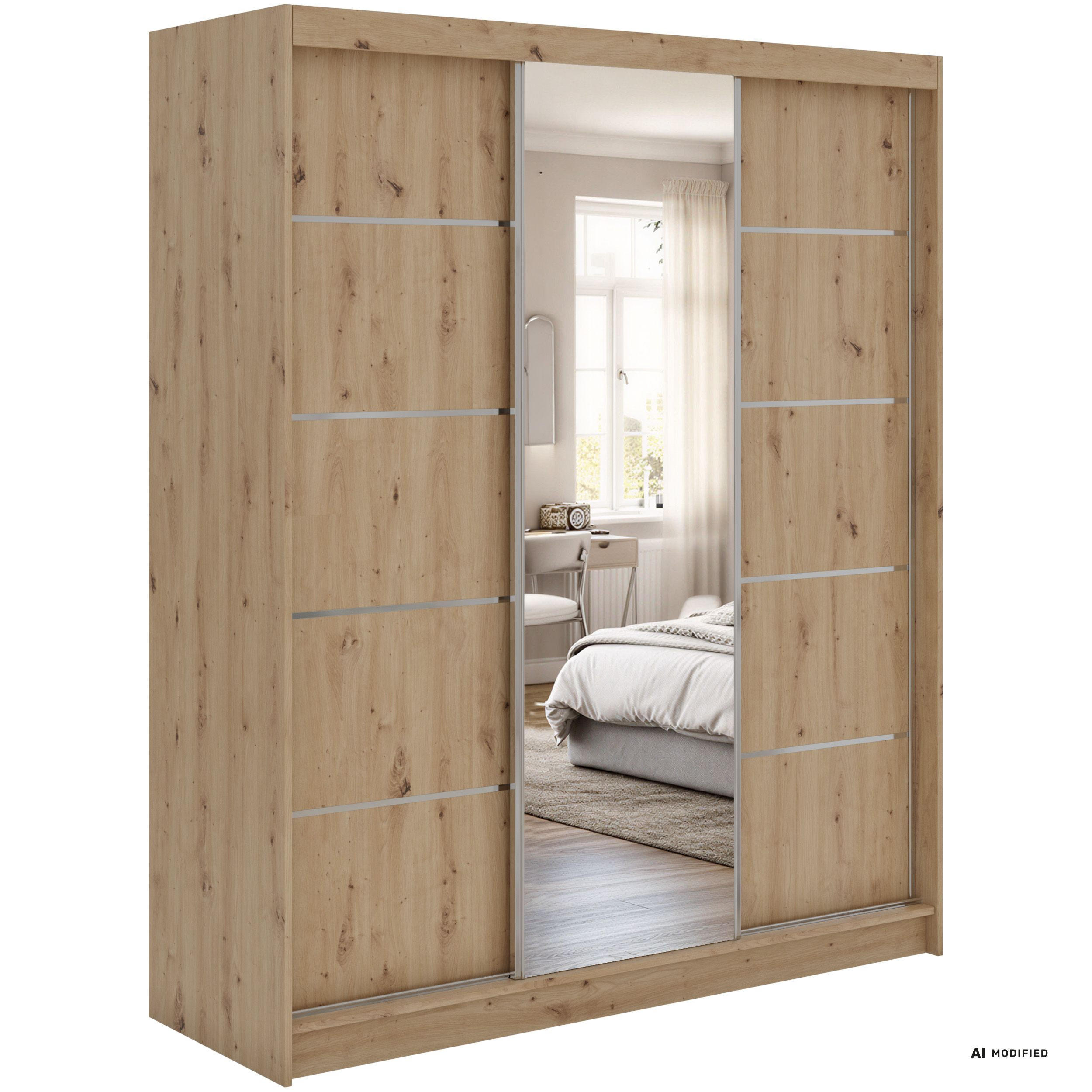 MKS Schwebetürenschrank Eiche Artisan 180x216x61 cm