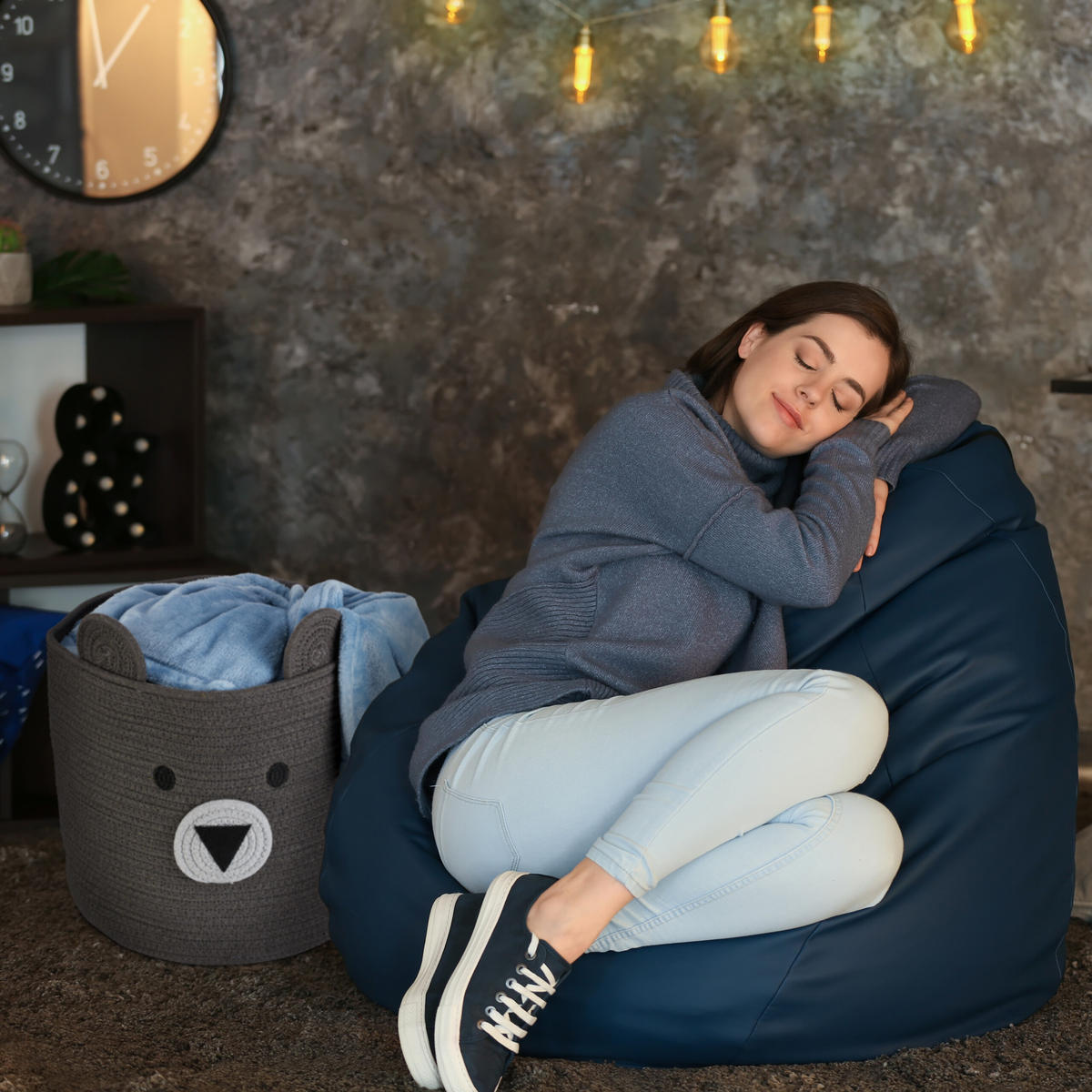 KOŠ Béžový dětský bavlna medvěd 38x34 cm - šedá, textil (34/34cm) - Relaxdays