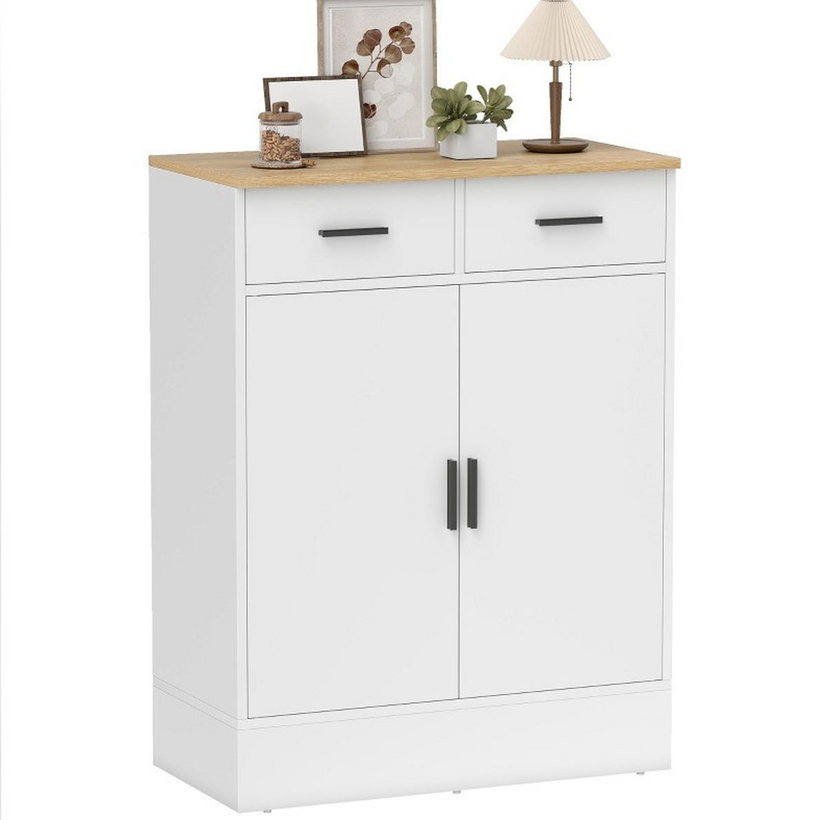 SIDEBOARD aus Holz 68,6x35x90,3 cm Weiß mit 2 Schubladen und verstellbarem Einlegeboden - Weiß, Holzwerkstoff (68.6/90.3/35cm) - IVMEU