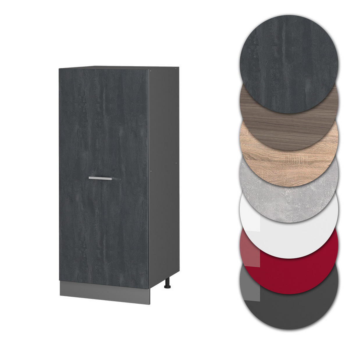 HOCHSCHRANK R-Line Schwarz Beton 60 cm - Anthrazit/Schwarz, Holzwerkstoff (60/143/57cm) - Vicco