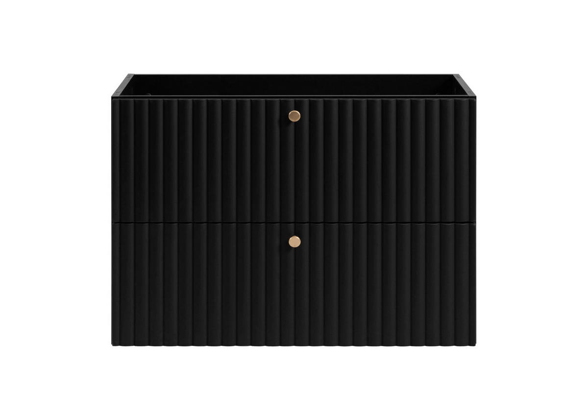 WASCHBECKENUNTERSCHRANK BELLO geriffelt Schwarz matt 80/57/46 cm - Schwarz, Holzwerkstoff/Metall (80.2/57/46cm) - Rodan