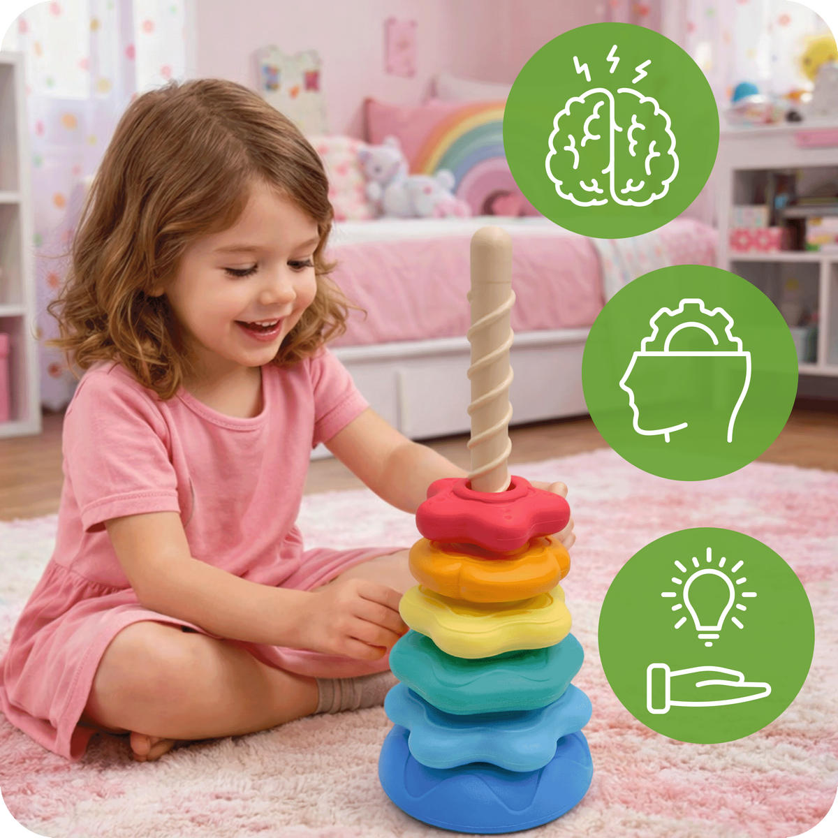 STAPELTURM Kinder Lernspielzeug Baby - Multicolor, Kunststoff (5/5cm) - KRUMAD
