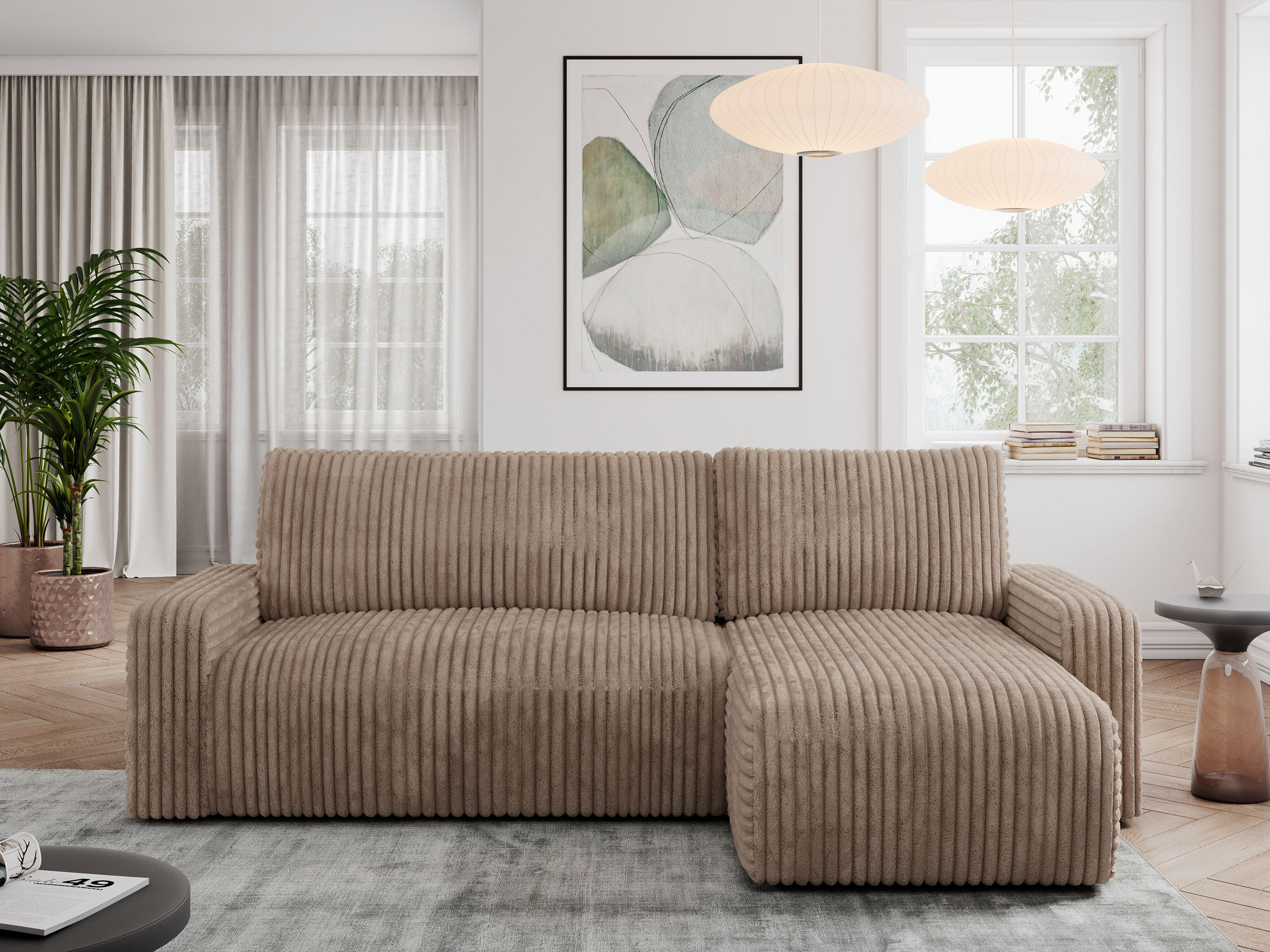 ECKSOFA ARGOS Braun Cord - Schwarz/Braun, Kunststoff/Textil (245/150cm) - MKS