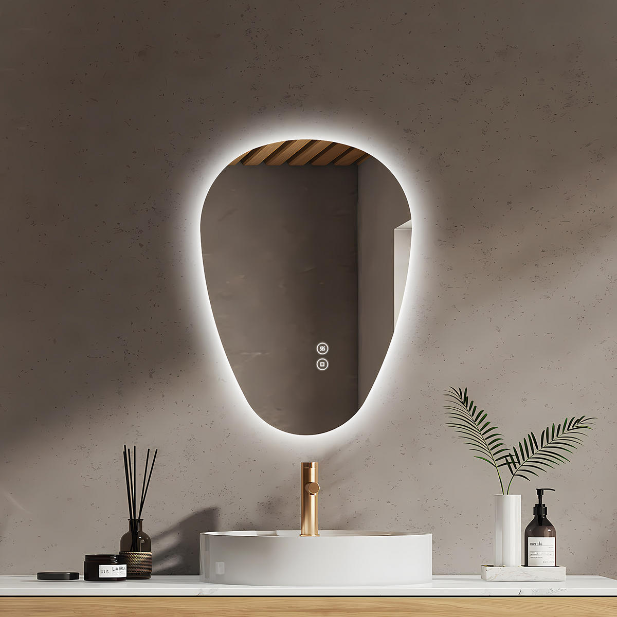 BADSPIEGEL mit Touch-Schalter, Dimmbar 60/45/3 cm - Weiß, Glas (45/2.9/60cm) - EMKE