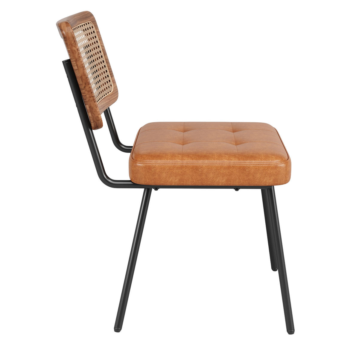 ESSZIMMERSTÜHLE 2er-Set PU-Leder & Rattan Braun - Braun, Leder/Holzwerkstoff (61/79/46cm) - Urban Meuble