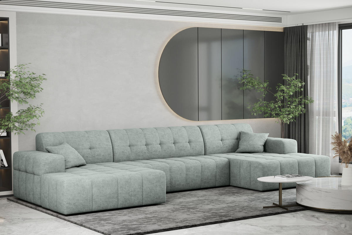 ECKSOFA U-form NIMES Stoff Perfect Harmony Mintz - Mintgrün, Holz/Kunststoff (168/350cm) - Kaiser Möbel