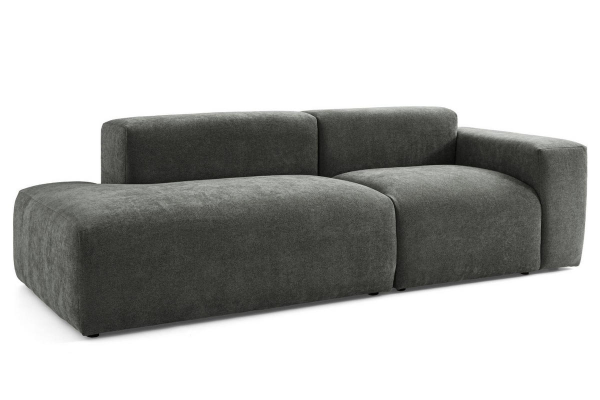 3-SITZER modulares Sofa HEAVEN SET 1 Links, Breite 255 cm Webstoff Dunkelgrau - Dunkelgrau/Schwarz, Holz/Kunststoff (255/71/102cm) - Muffo