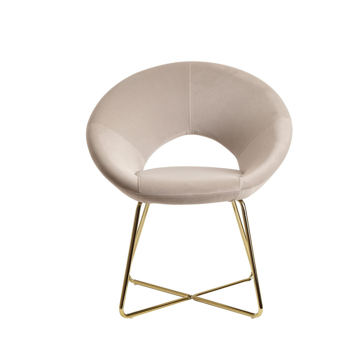 ESSZIMMERSTUHL Samtbezug mit Metallgestell Modern gepolstert, Beige - Beige/Goldfarben, Textil/Metall (60/83/57cm) - KADIMA DESIGN