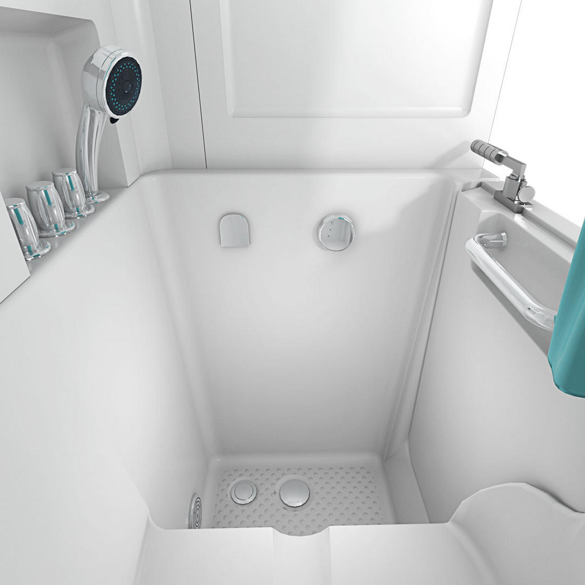 DUSCHE Whirlpool mit Tür S02D-WP-TH-B-L - Weiß, Glas/Kunststoff (100/78/205cm) - AcquaVapore by Sandra Jentho