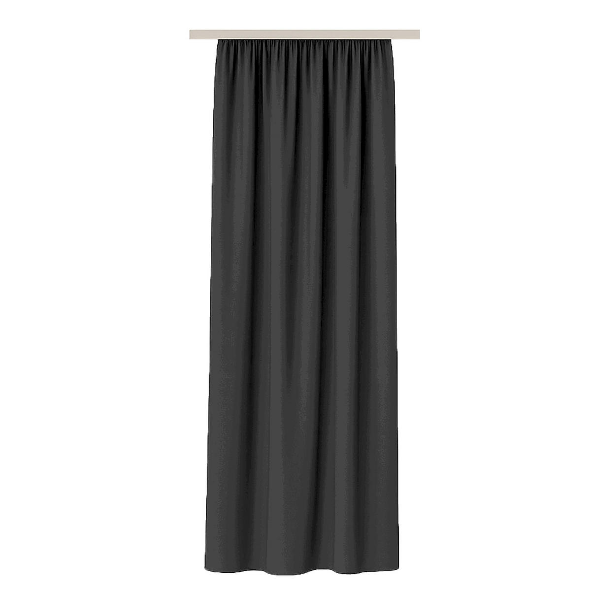 VORHANG Blickdicht ( 140x245cm ) mit Kräuselband / Universalband in Schwarz - Schwarz, Textil (140/245cm) - Bestlivings