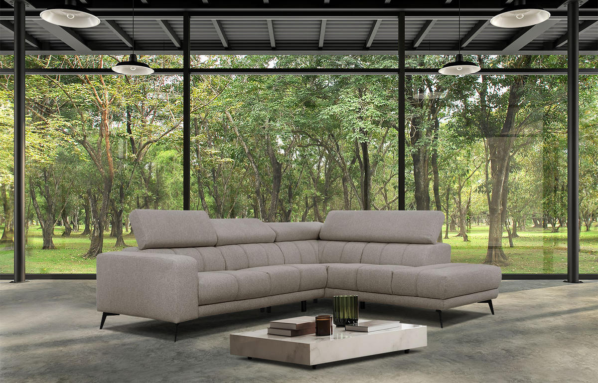 ECKSOFA MORELLO 5-Sitzer, taupe - Taupe/Schwarz, Holzwerkstoff/Textil (287/228cm) - Courtois Laville