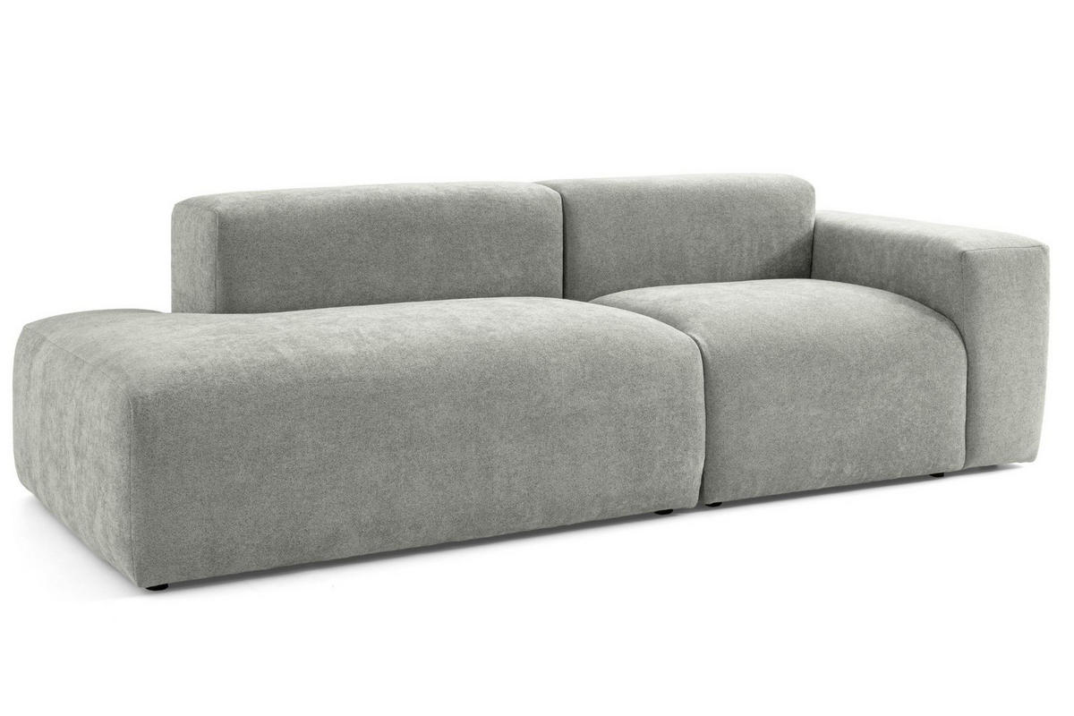 3-SITZER modulares Sofa HEAVEN SET 1 Links, Breite 255 cm Webstoff Grau - Schwarz/Grau, Holz/Kunststoff (255/71/102cm) - Muffo