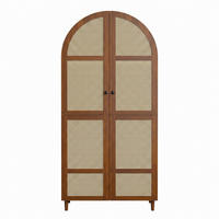KLEIDERSCHRANK Nussbaum Rattan Gebogene Türen Kleiderstange & Schublade - Walnussfarben, Holzwerkstoff (80/179/50cm) - Urban Meuble