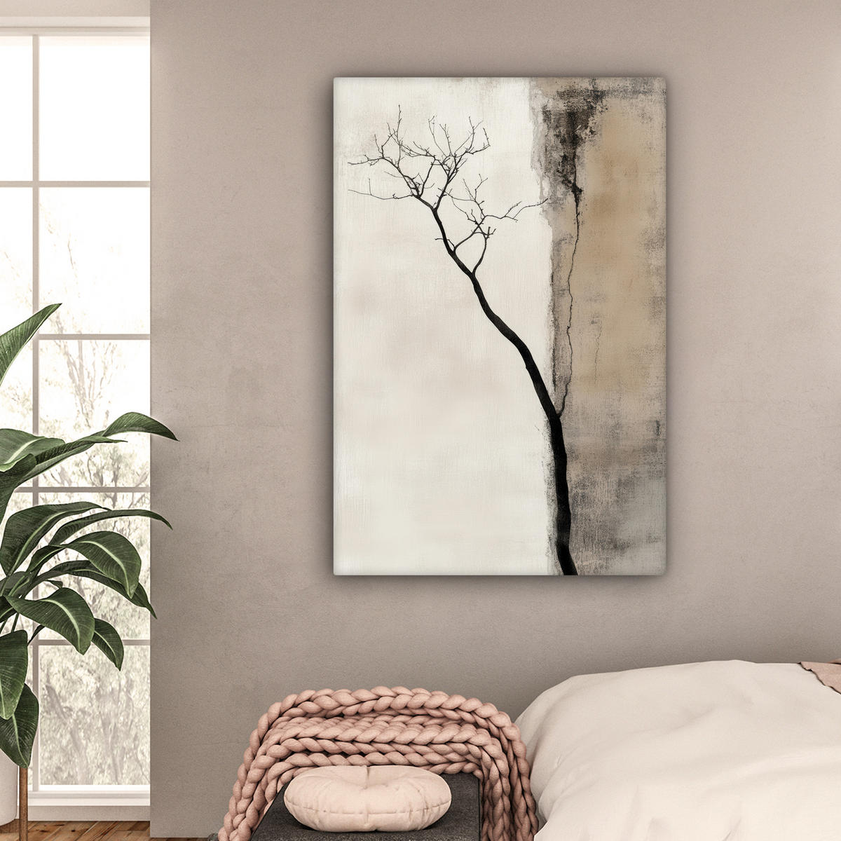 LEINWANDBILD Wabi sabi - Pflanze - Beige 80x120 cm - Taupe, Textil (80/120cm) - MuchoWow