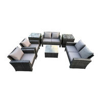 GARTENMÖBEL-SET mit Kissen Polyrattan Dunkelgrau 6-Sitzer - Dunkelgrau, Metall - Fimous