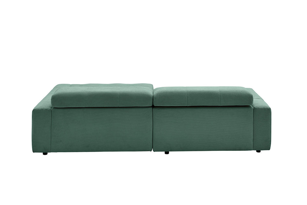 ECKSOFA MIT MOTORISCHEM SITZVORZUG RENO Smaragdgrün Cord - Smaragdgrün/Schwarz, Kunststoff/Textil (258/217cm) - KAWOLA
