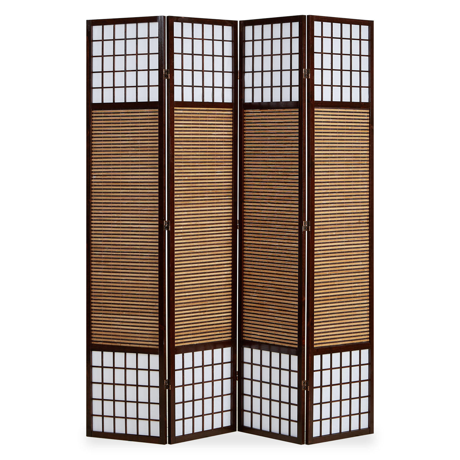 PARAVENT 4-tlg. 160/200 cm Braun Bambusstreben - Braun, Holz (160/200/2cm) - Homestyle4u