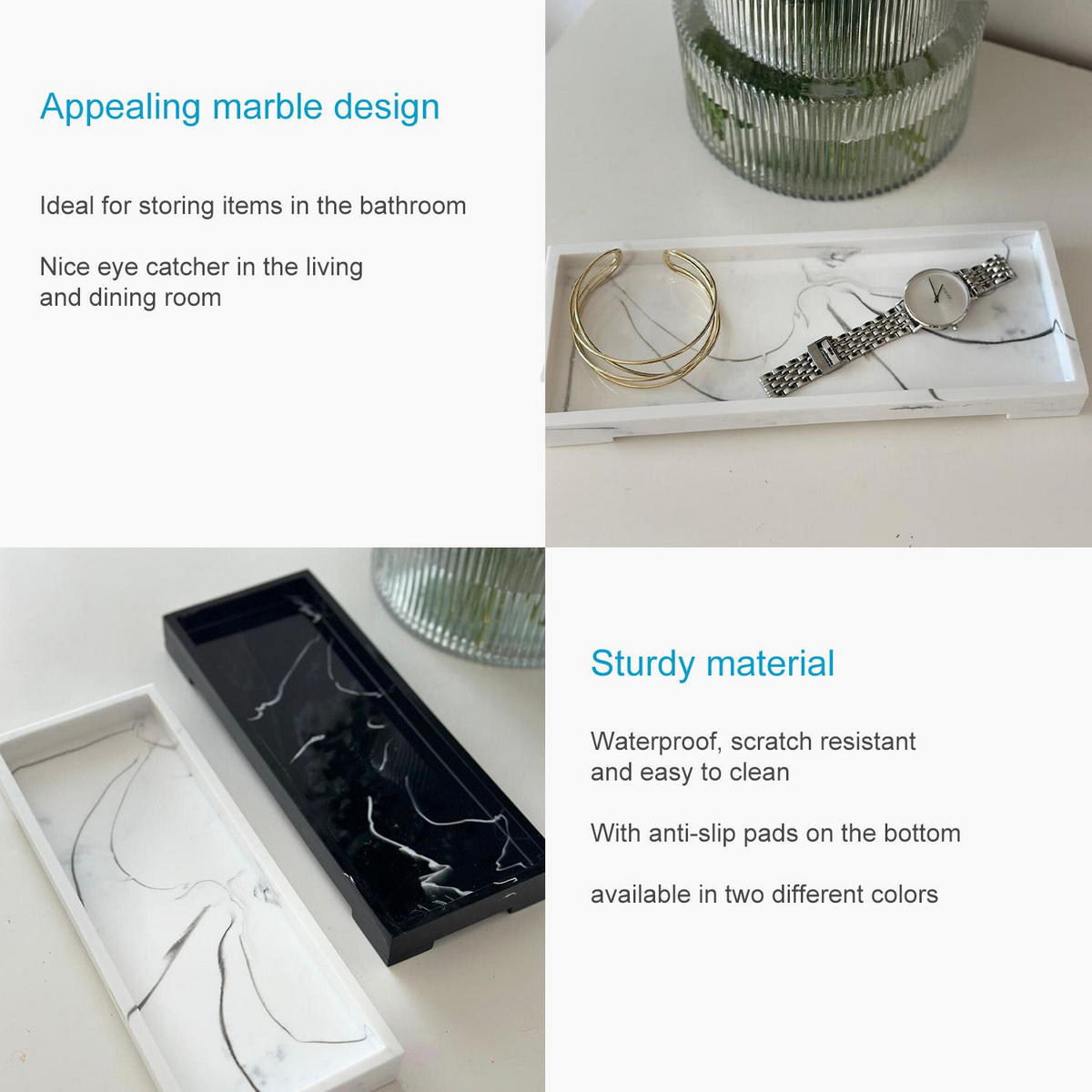 AUFBEWAHRUNGSTABLETT Kosmetik Organizer 29.5/11.2/3 cm - Weiß, Kunststoff (29.5/11.2/3cm) - Intirilife