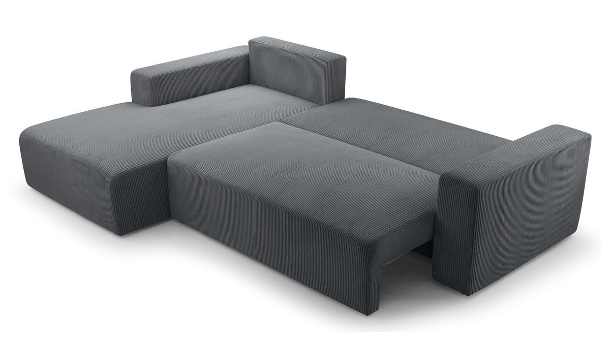 ECKSOFA L Form Catea Grau 279/145/84 cm Links mit Schlaffunktion - Schwarz/Grau, Kunststoff/Textil (145/279cm) - AX Living