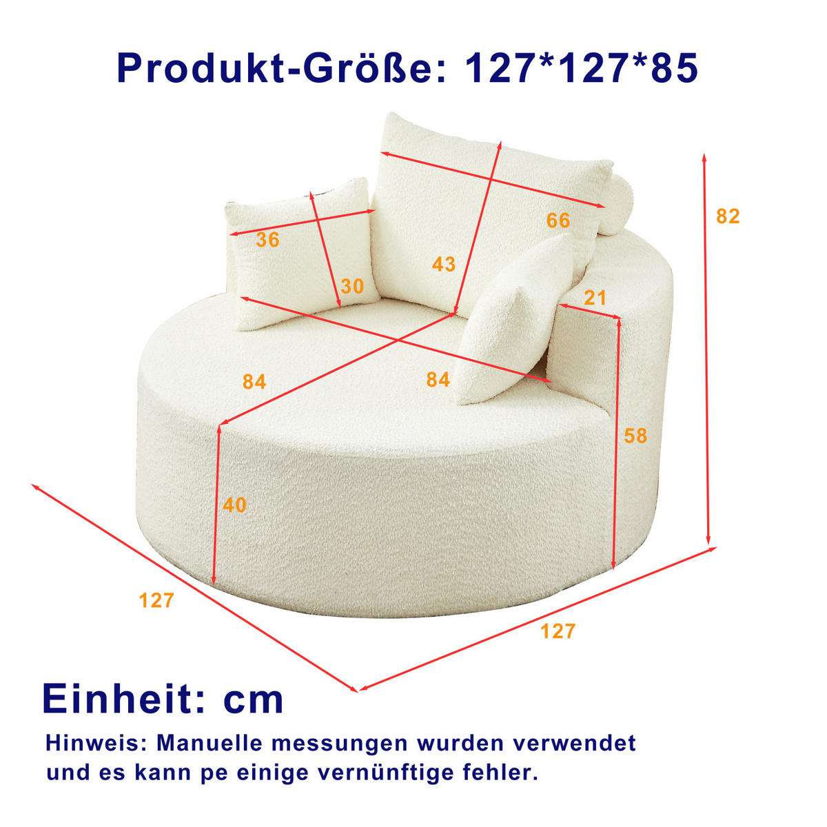 STOFFSOFA Beige, Komfortabler Polstersessel mit Rückenkissen, ohne Montage - Beige, Textil (127/82/127cm) - PARAFTA HOME