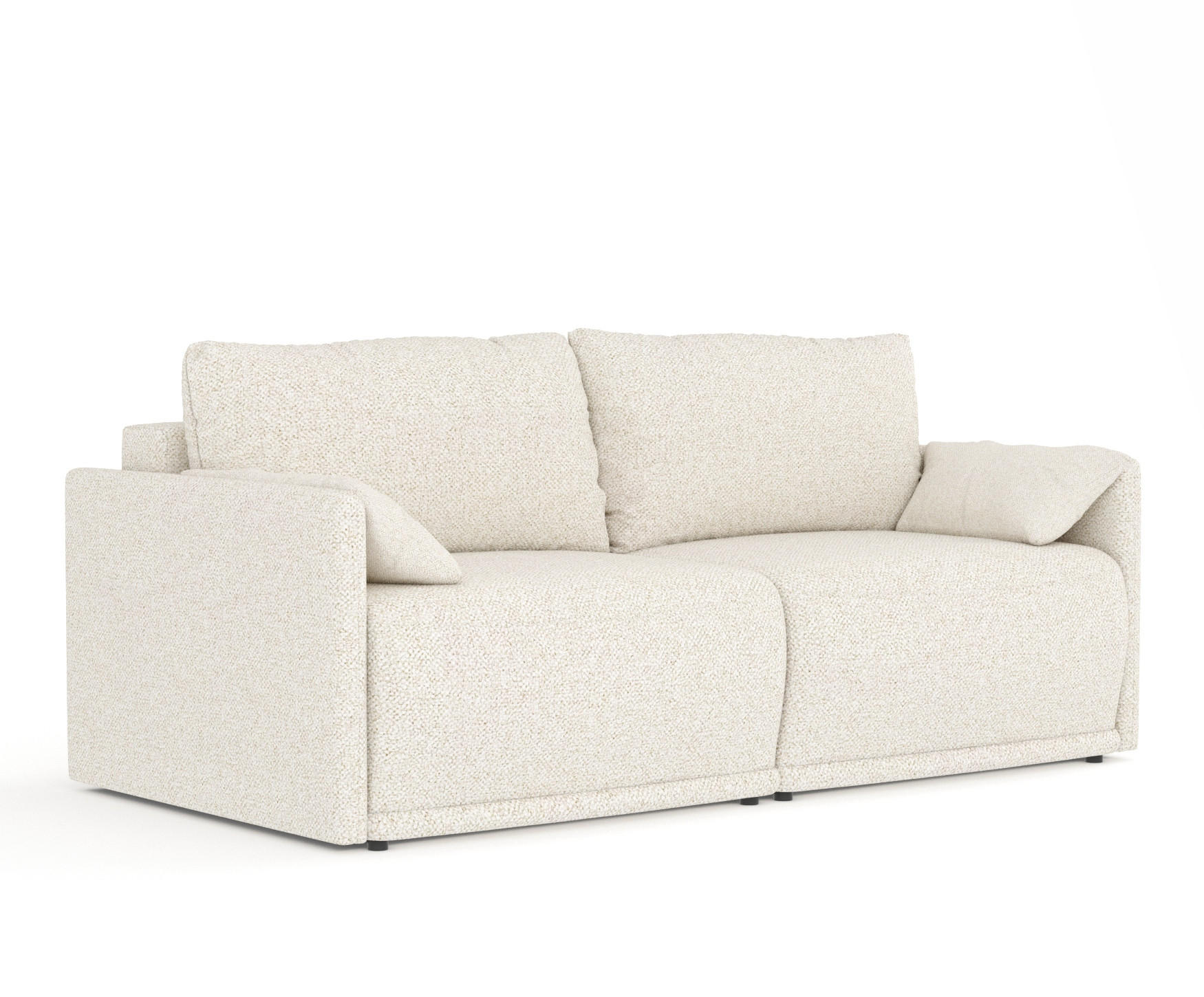 SCHLAFSOFA MIT ECKSOFA-FUNKTION Nappa Creme Plüschstoff - Creme/Schwarz, Holz/Holzwerkstoff (215/100/112cm) - Maison de Reve