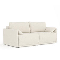 SCHLAFSOFA MIT ECKSOFA-FUNKTION Nappa Creme Plüschstoff - Creme/Schwarz, Holz/Holzwerkstoff (215/100/112cm) - Maison de Reve