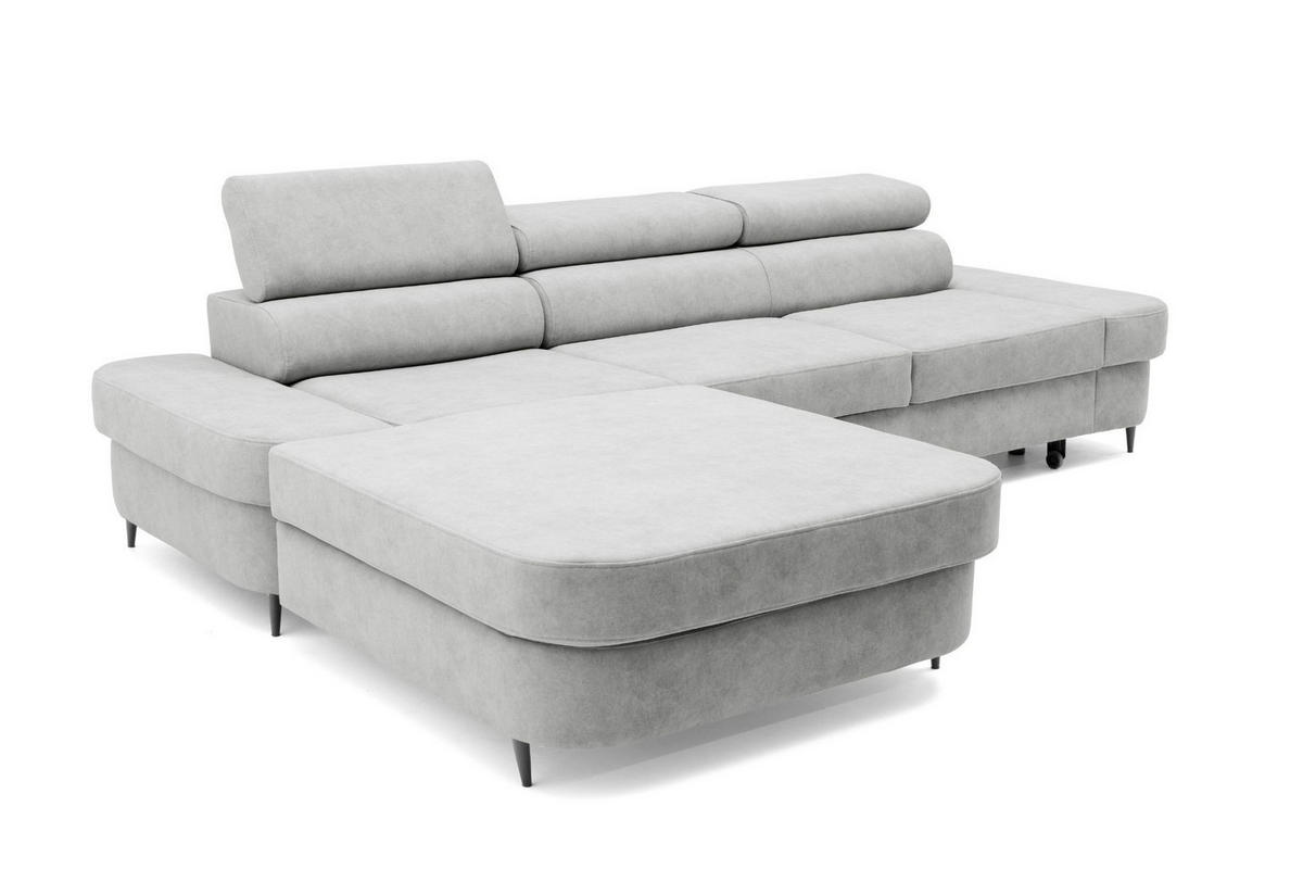 ECKSOFA JAZZ L Links mit Schlaffunktion 127x216 Velours Hellgrau - Hellgrau/Schwarz, Holz/Textil (285/237cm) - Muffo