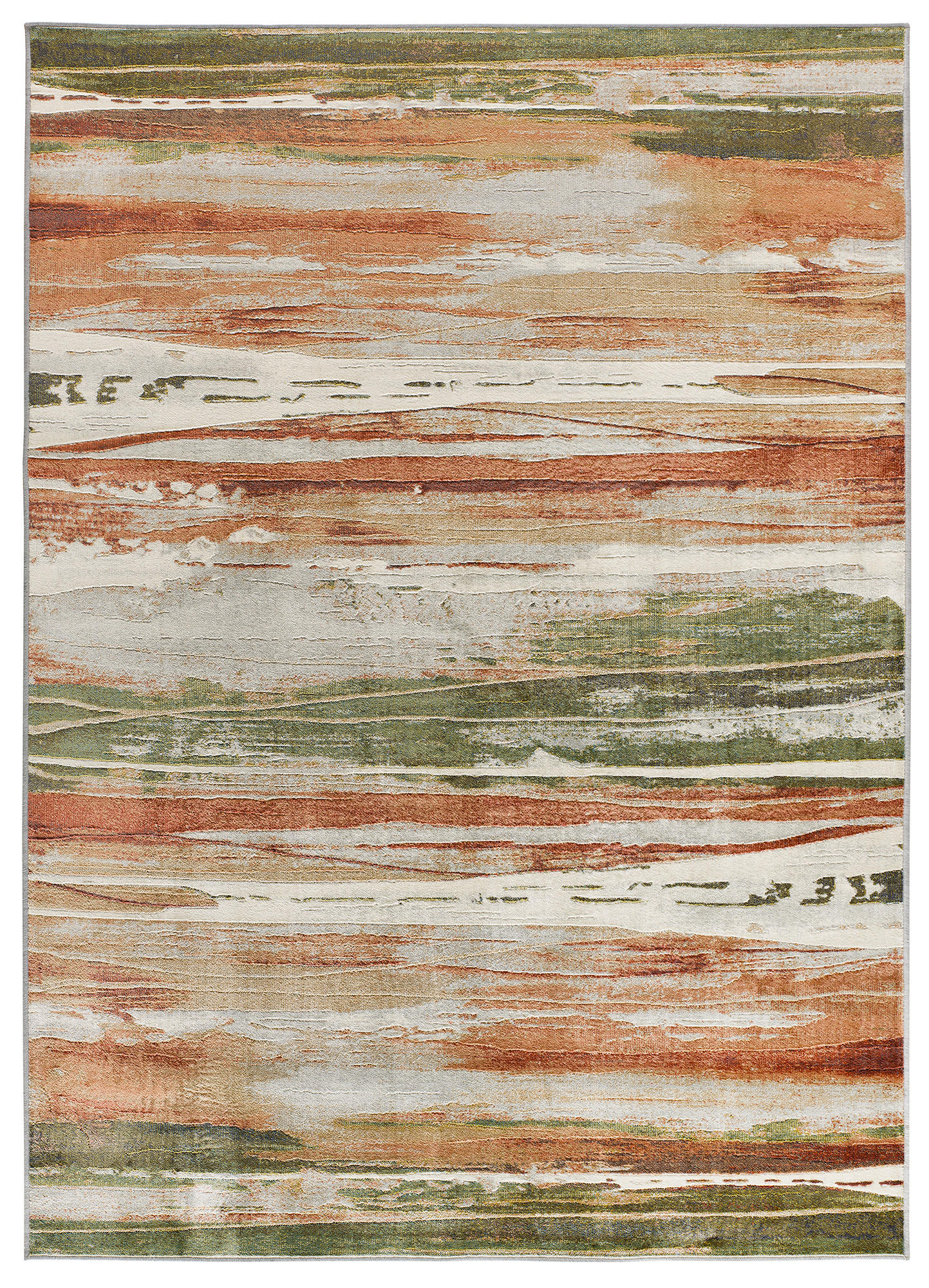 Atticgo Webteppich Beige, Rost, Grün 135x195 cm