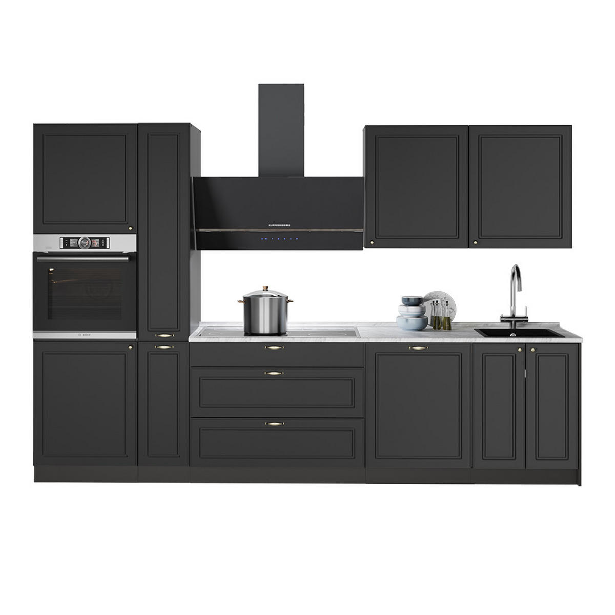 KÖK Fame-Line, Herrgård i antracitguld/antracit, 310 cm, AP Oak - Antracit, Träbaserade material (310/206.8/60cm) - Vicco