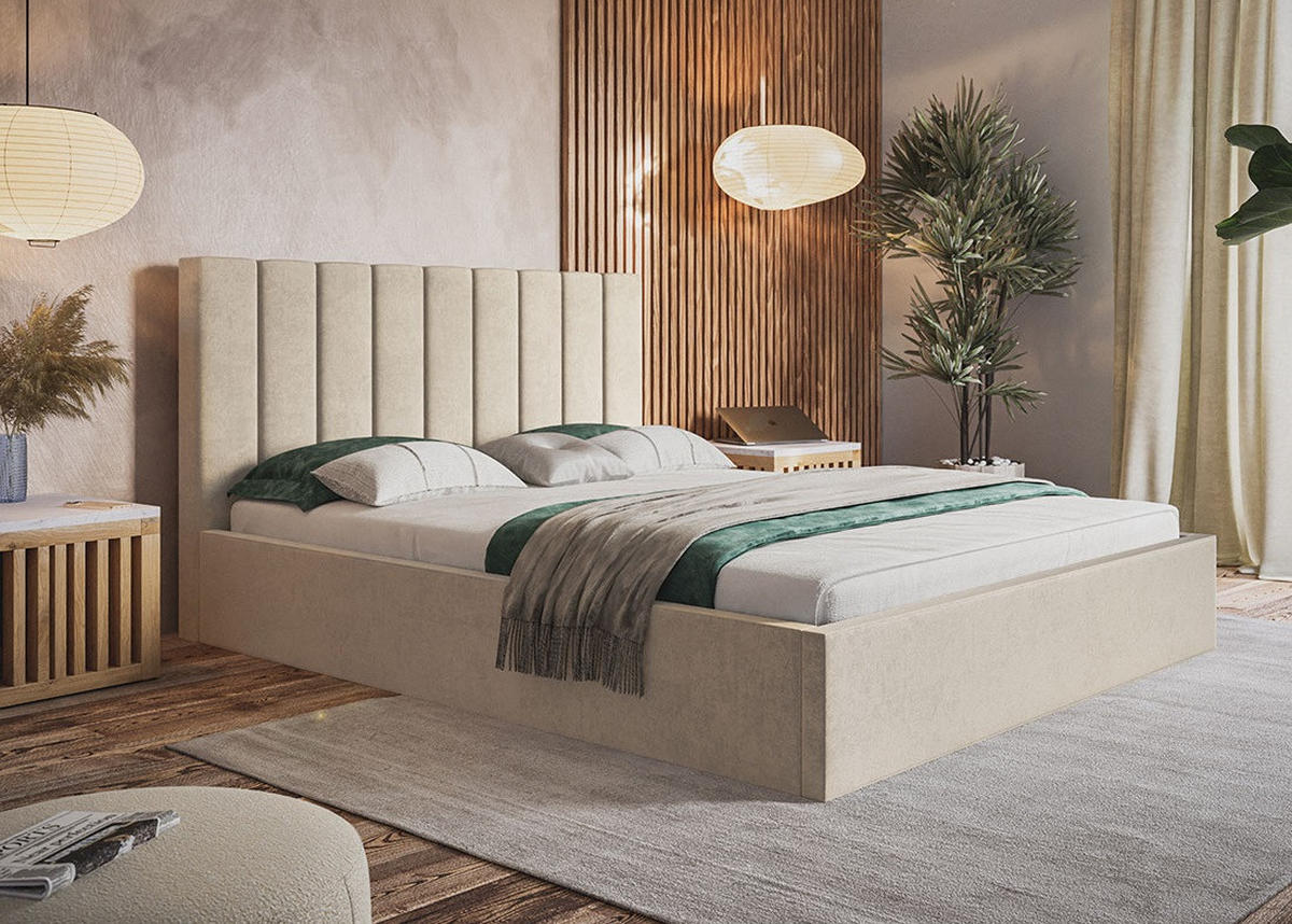BETT Beige SIM 9 Gepolstert 120x200 cm - Beige, Kunststoff/Textil (120/200cm) - Sepro Meble