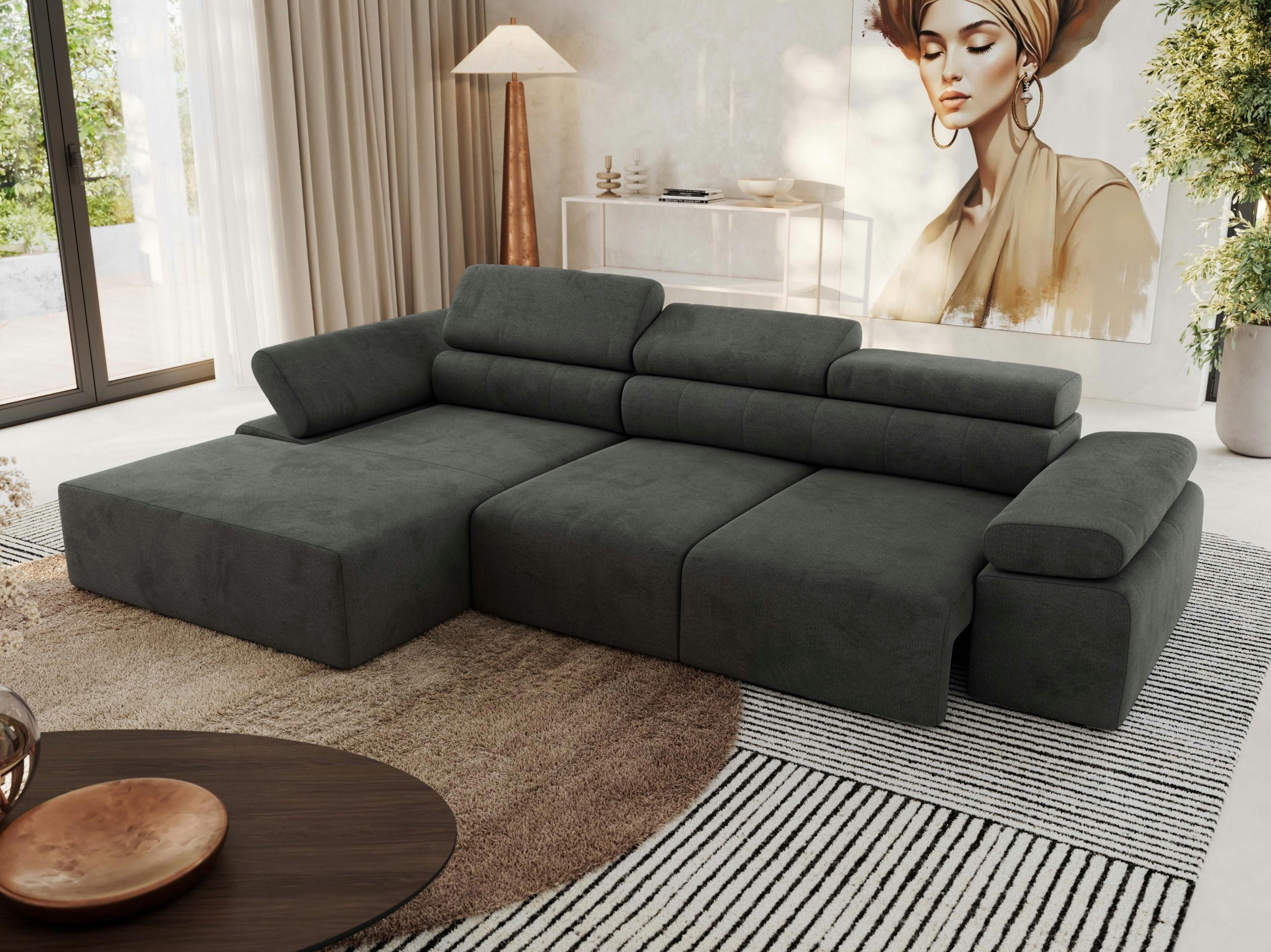 ECKSOFA RILASSO L Dunkelgrau Velvet - links - Dunkelgrau/Schwarz, Kunststoff/Textil (296/174cm) - MKS