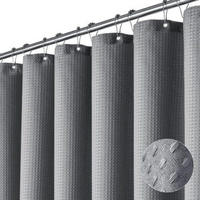 DUSCHVORHANG Grau 180 x 200 cm Stoff dick strukturiert Waffelstruktur Badezimmer - Grau, Textil (180/200cm) - MCBOSON