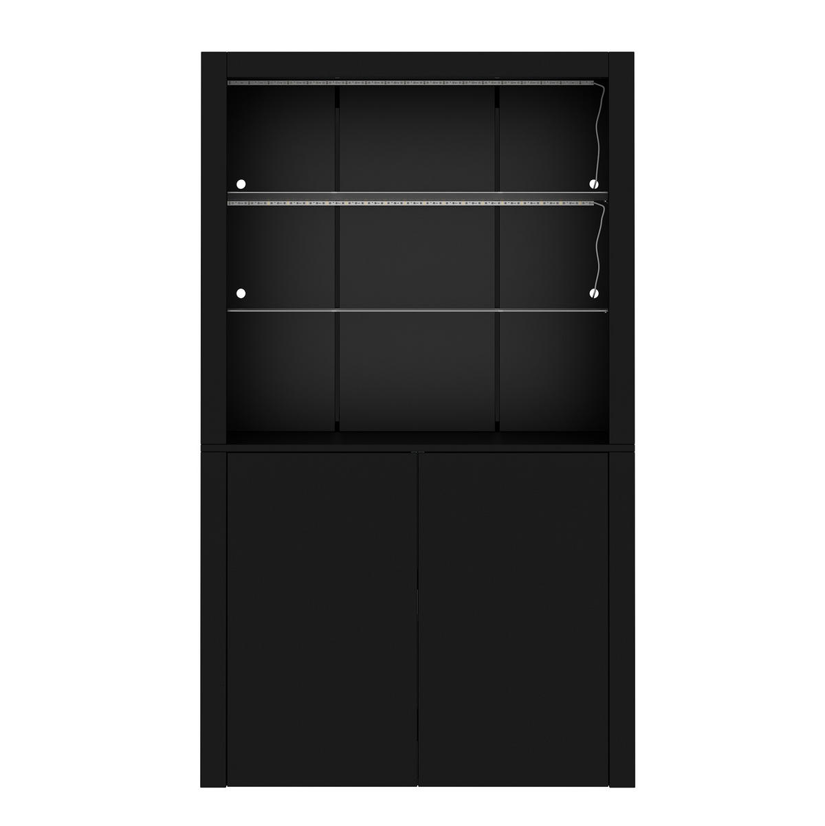 VITRINE 100/35/170 cm aus MDF, Glas & Spanplatte mit LED-Beleuchtung Schwarz - Schwarz, Holzwerkstoff (100/170/35cm) - Modenvie